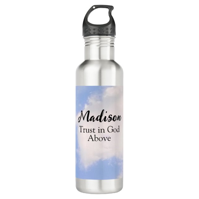 Bouteille D'eau Confiance en Dieu Inspiration Nom personnalisé Cie (Devant)