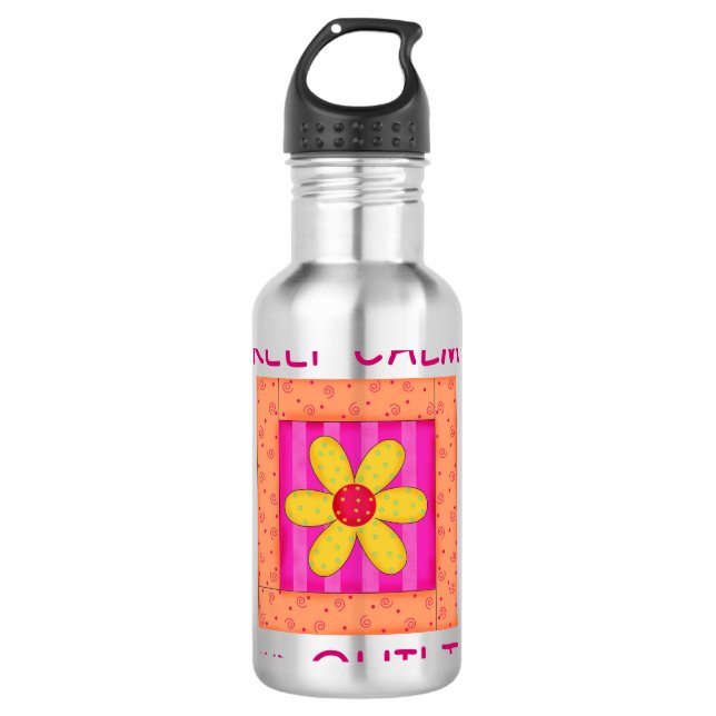 Bouteille D'eau Conserver le calme et le bloc de fleurs appliqué d (Devant)