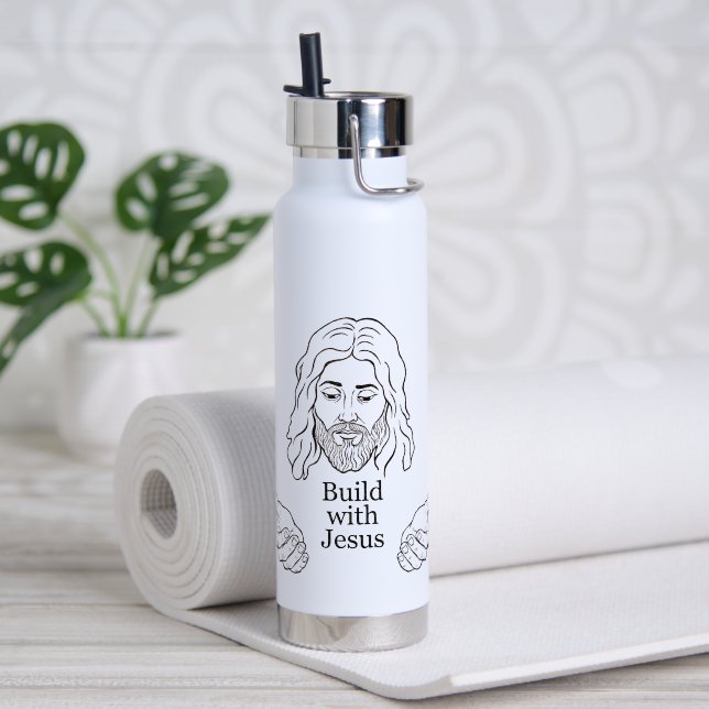 Bouteille D'eau Construire avec Jésus Dessin de foi chrétienne (Yoga (pivotée))