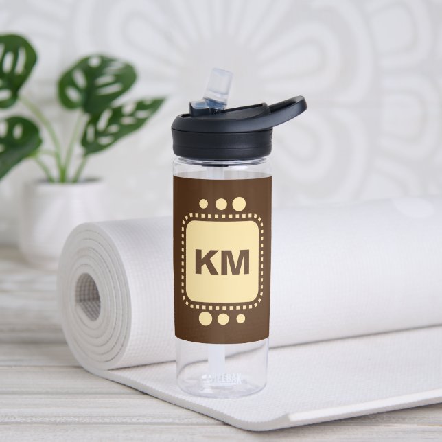 Bouteille D'eau Continuer à sourire ajouter initiales jaune brun C (Yoga)