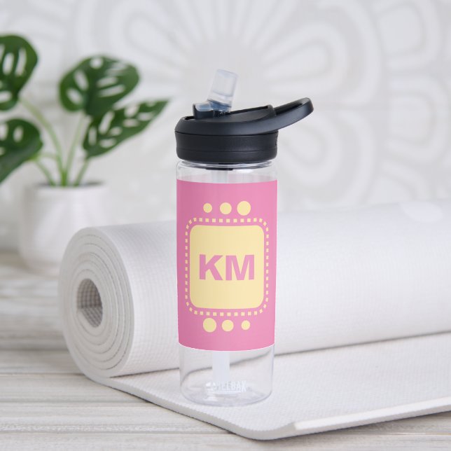 Bouteille D'eau Continuer à sourire ajouter initiales jaune rose C (Yoga)