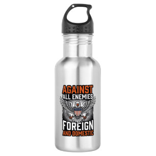 Bouteille D'eau Contre tous les ennemis conception de t-shirt Eagl