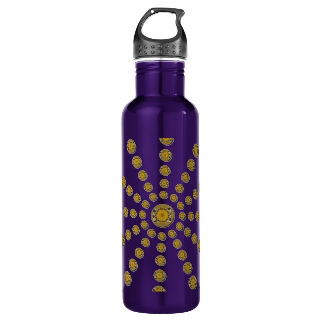 Bouteille D'eau Cool africain Sunflower Polka Dot Art Design d'imp (Devant)