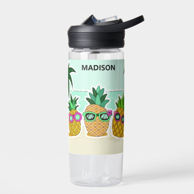 Bouteille D'eau Cool Beach Ananas nom personnalisé (Gauche)