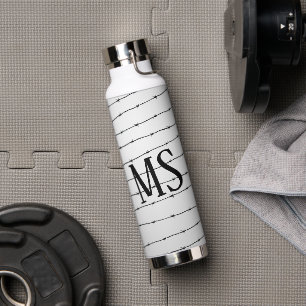 Bouteille D'eau Cool gris blanc noir barbelé motif Monogramme