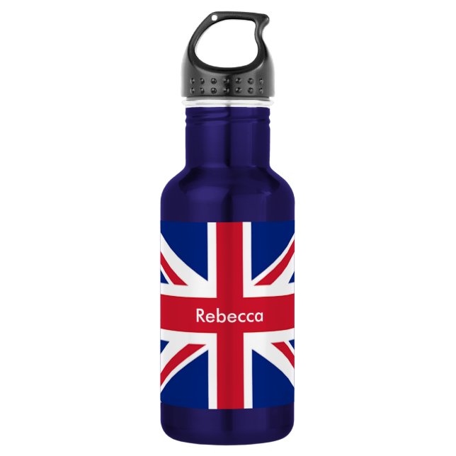 Bouteille D'eau cool moderne garder calme union jack drapeau (Devant)