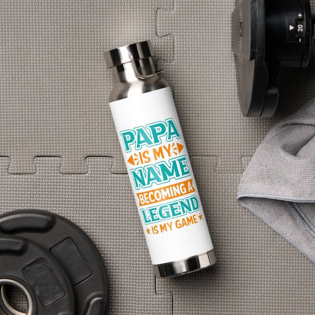 Bouteille D'eau Cool Papa Dad art des mots  (Salle de sport (pivotée))