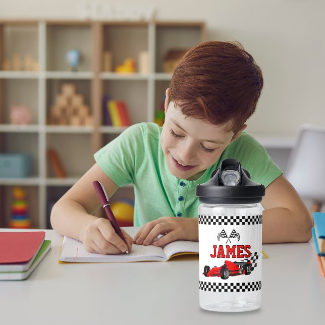 Bouteille D'eau Cool Race Car Boy Nom personnalisé Personnalisé (Créateur téléchargé)