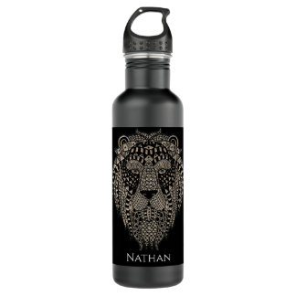Bouteille D'eau Cool Tribal Metallic Lion Head Personalised