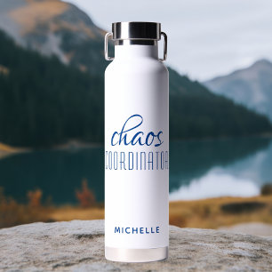 Bouteille D'eau Coordinateur du Chaos Blue Calligraphy Nom du scri
