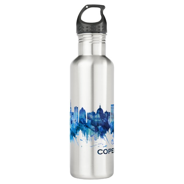 Bouteille D'eau Copenhague Danemark Skyline Blue (Devant)