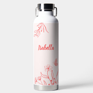 Bouteille D'eau Corail floral romantique élégant 