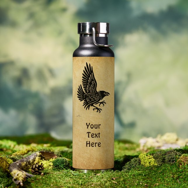 Bouteille D'eau Corbeau bleu dansant (Extérieur (pivotée))