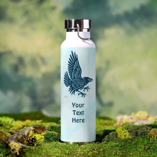Bouteille D'eau Corbeau bleu dansant (Extérieur (pivotée))