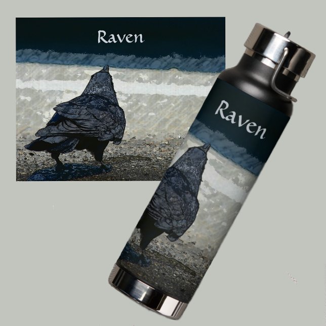 Bouteille D'eau Corbeau Urbain aux Teintes de Gris et de Noir (Créateur téléchargé)