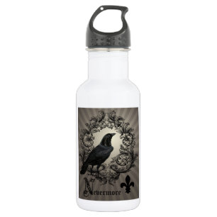 Bouteille D'eau corneille d'halloween vintage moderne