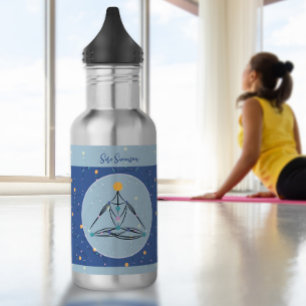 Bouteille D'eau Cosmic Blue Yoga Postures Gym Workout Water Bottle