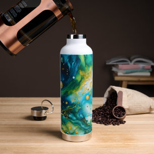 Bouteille D'eau Cosmos d'encre d'alcool bleu vert or