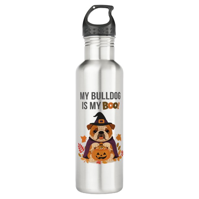 Bouteille D'eau Costume d'Halloween Bulldog Mon Bulldog est Mon Bo (Devant)