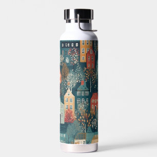 Bouteille D'eau Cosy Hygge Village Nordic Folk Art