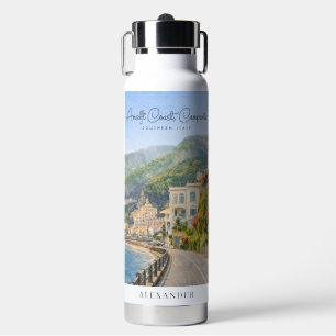 Bouteille D'eau Côte d'Amalfi Aquarelle Souvenir de Voyage Romanti