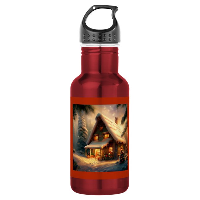 Bouteille D'eau Cottage de Noël 8 (Devant)