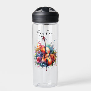 Bouteille D'eau Coucou aquarelle et fleurs personnalisées