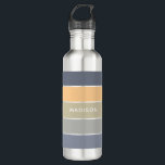 Bouteille D'eau Couleur de Matin de Mellow Bloc Nom personnalisé<br><div class="desc">Ce design coloré et moderne présente un motif en bloc de couleurs dans les tons gris et jaunes avec votre nom personnalisé #bouteilles d'eau #drinkware #cadeaux personnalisés</div>