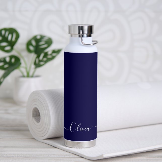 Bouteille D'eau Couleur do-it-yourself bleu marine PixDezines (Yoga)
