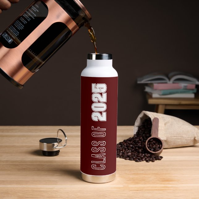 Bouteille D'eau Couleurs de l'école Marron et Blanc Année de promo (Gym)