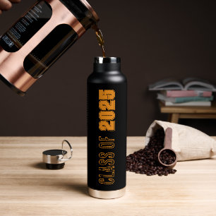 Bouteille D'eau Couleurs de l'école noir et orange Année de promot