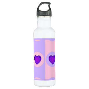 Bouteille D'eau Couleurs pastel & coeurs violets battre