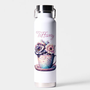 Bouteille D'eau Coupe de Thé Vintage de Fleurs personnalisée
