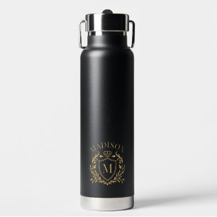 Bouteille D'eau Couronne de monogramme de blason héraldique en or
