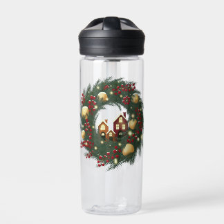 Bouteille D'eau Couronne de Noël avec branches de pin