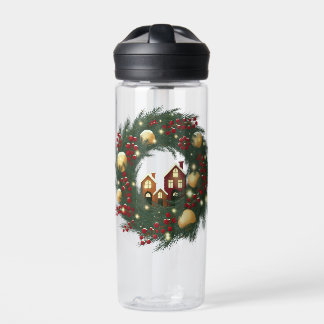 Bouteille D'eau Couronne de Noël avec branches de pin