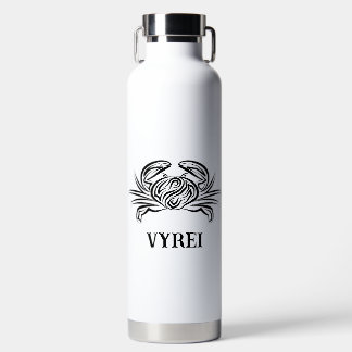 Bouteille D'eau Crabe tribal noir et blanc