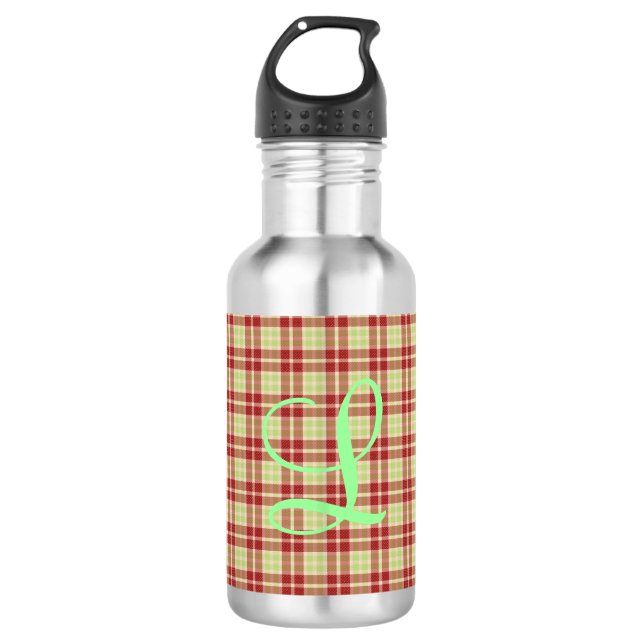 Bouteille D'eau Cranberry Plaid personnalisable (Devant)