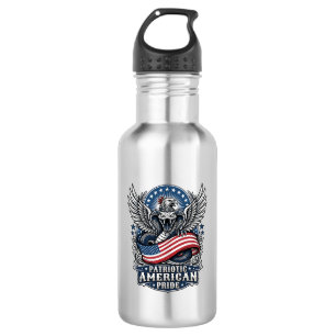 Bouteille D'eau Crâne de serpent patriotique Liberté Bête Hybride