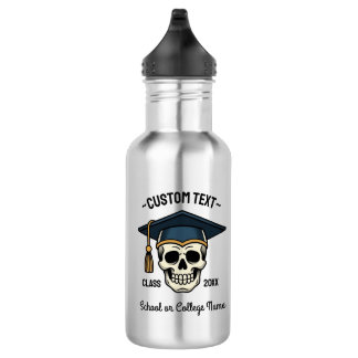 Bouteille D'eau Crâne Diplômé Nom Personnalisé Année École