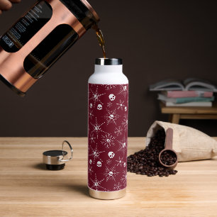 Bouteille D'eau Crâne effrayant Creepmas Noël Snowflakes rouge
