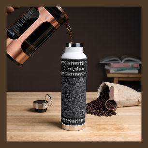 Bouteille D'eau Crâne gothique noir et motif de toile d'araignée