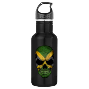 Bouteille D'eau Crâne jamaïcain personnalisable de drapeau