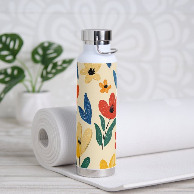 Bouteille D'eau Crayon et fleurs de papillon (Yoga)