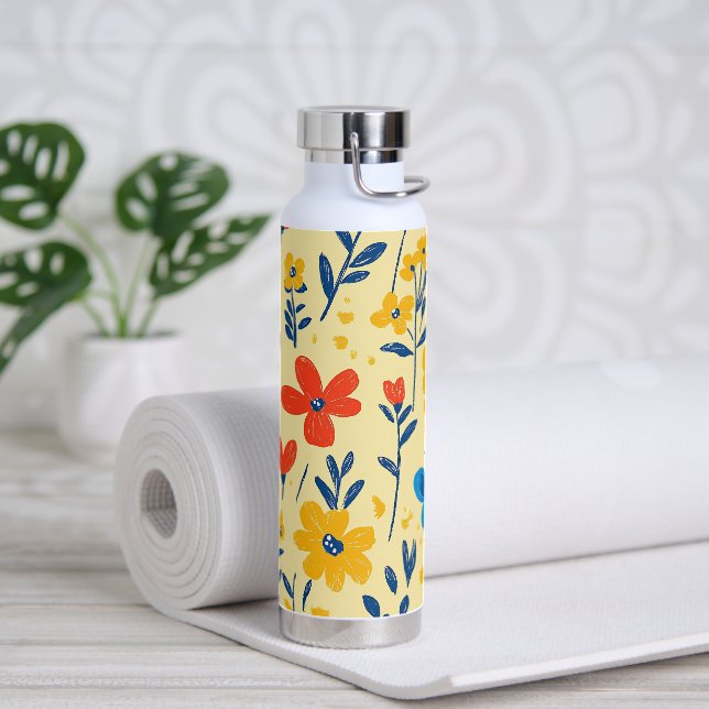 Bouteille D'eau Crayon et fleurs papillon (Yoga)
