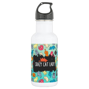 Bouteille D'eau Crazy Cat Lady Cute et Playay Cat Motif