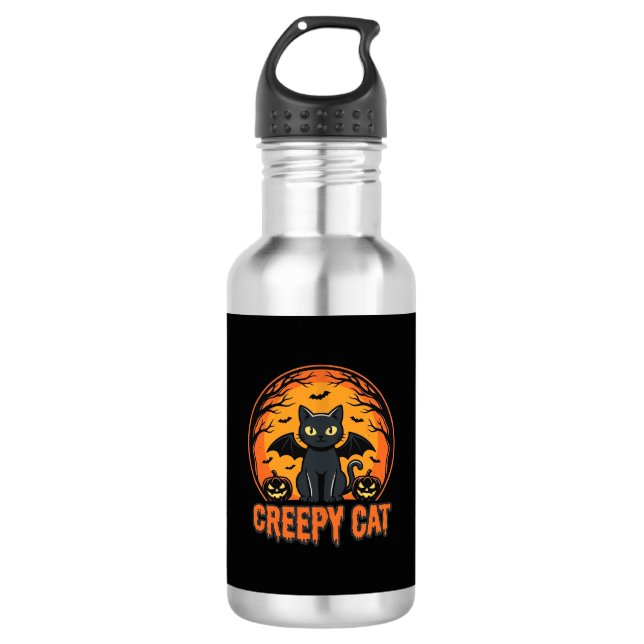 Bouteille D'eau Création graphique de chat effrayant Halloween cha (Devant)