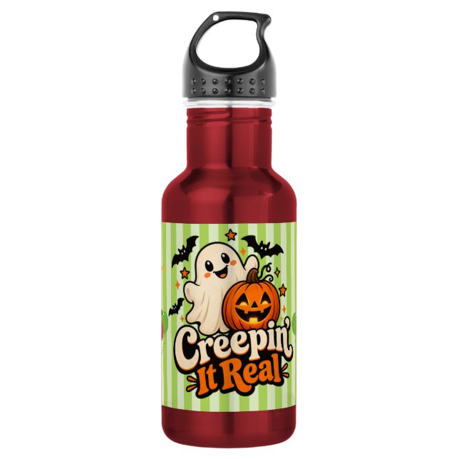 Bouteille D'eau “Creeper, c'est réel” Halloween mignon  (Devant)