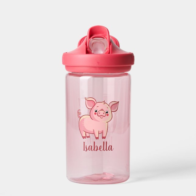 Bouteille D'eau Créez votre propre nom de porc mignon (Avant)