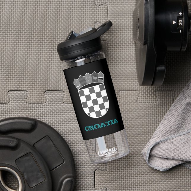 Bouteille D'eau Croatie Fitness & armoiries croates / drapeau (Droite)
